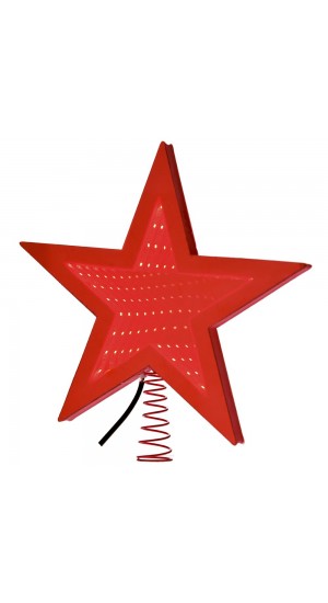  X MAS 3D LED RED STAR TREE TOP 20CM WITH BATTERY LIGHT