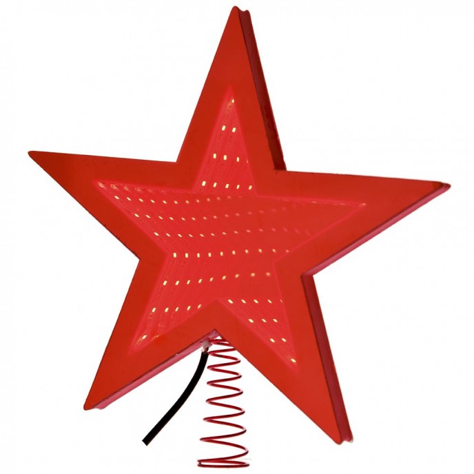  X MAS 3D LED RED STAR TREE TOP 20CM WITH BATTERY LIGHT 