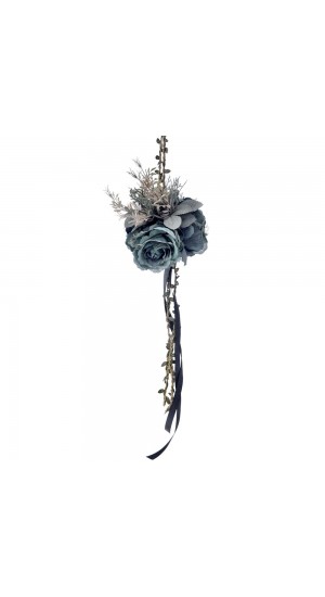  FROZEN TEAL ARTIFICIAL ROSE HANGING BALL WITH LACE 17X110CM