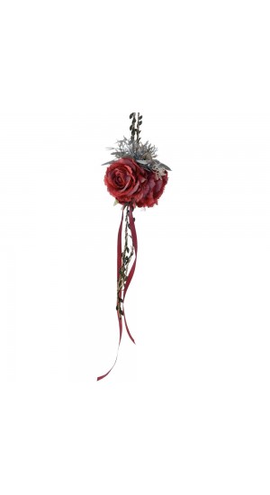  FROZEN RED ARTIFICIAL ROSE HANGING BALL WITH LACE 17X110CM