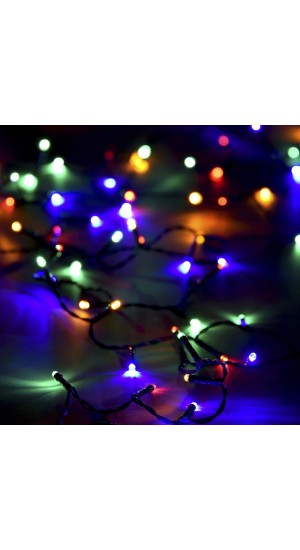  50LED STRING LIGHTS GREEN MULTI COLOURED 2.5M 8FUNCTIONS OUTDOOR