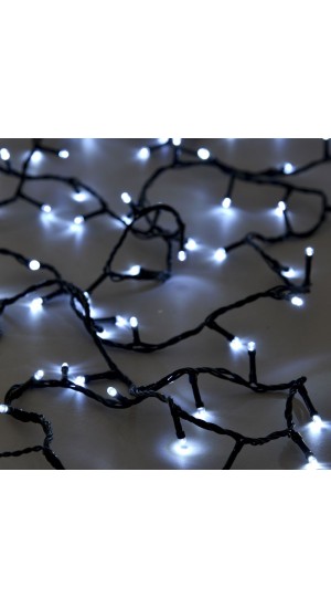  100LED STRING LIGHTS GREEN ICE WHITE 5M 8FUNCTIONS OUTDOOR