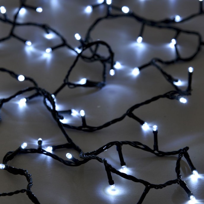  100LED STRING LIGHTS GREEN ICE WHITE 5M 8FUNCTIONS OUTDOOR 