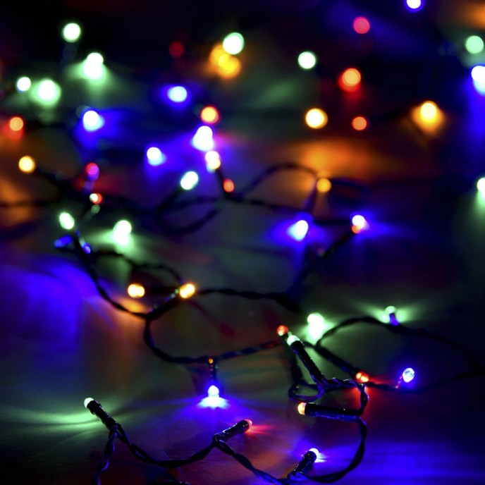  100LED STRING LIGHTS GREEN MULTI COLOURED 5M 8FUNCTIONS OUTDOOR 