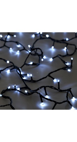  200LED STRING LIGHTS GREEN ICE WHITE 10M CONNECTABLE STEADY OUTDOOR