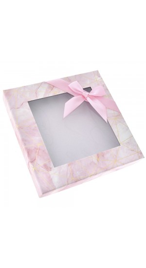  PINK PAPER BOX WITH WINDOW LID 23X23X4CM