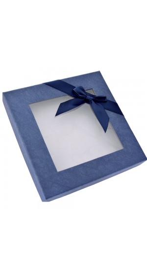  BLUE PAPER BOX WITH WINDOW LID 23X23X4CM