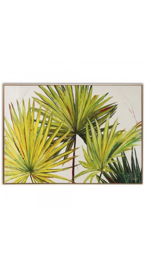  GLOSSY LEAVES CANVAS PRINT 70X100 WITH GOLD FRAME