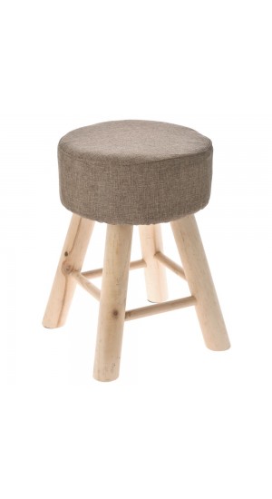  WOODEN STOOL WITH BROWN CUSHION TOP 28X41CM