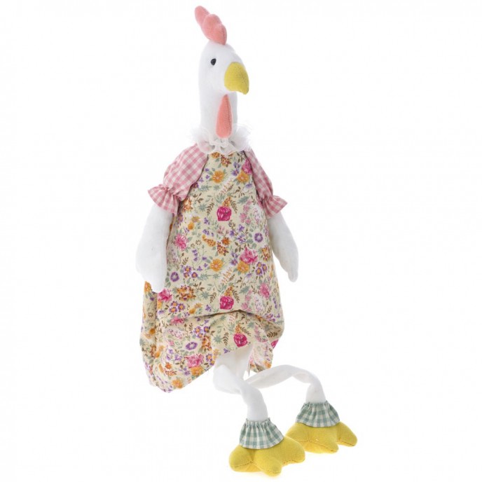  EASTER DECO FABRIC CHICKEN 10X7X33 GIRL 