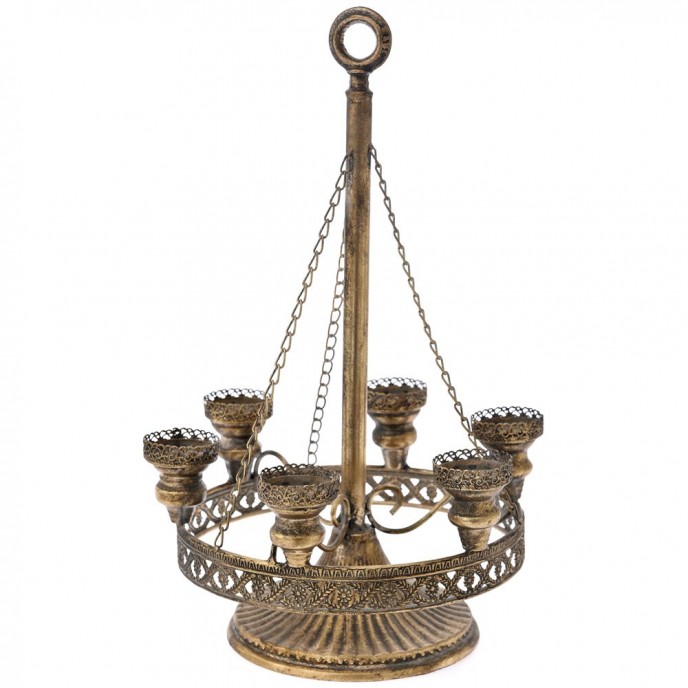  GOLD METAL CANDLE HOLDER D33X51CM 