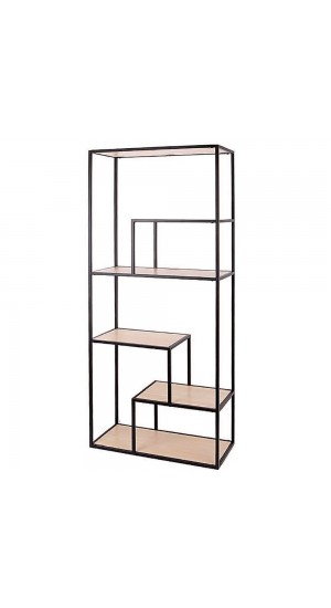  METAL STAND W WOODEN SHELVES 76X33X177CM
