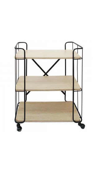 METAL STAND W WOODEN SHELVES 61X31X91CM