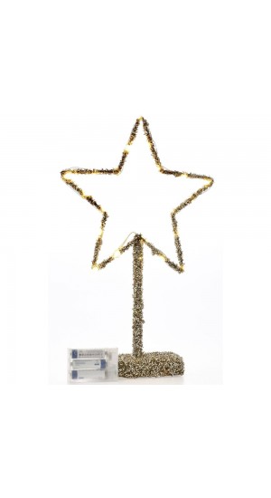  XMAS TABLE TOP STAR WITH LIGHTS 25X40CM
