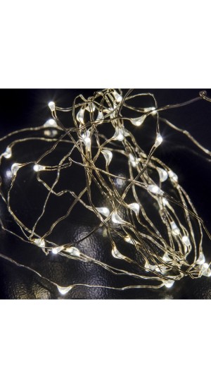  100LED COPPER WIRE STRING LIGHTS SILVER WHITE STEADY 10M OUTDOOR