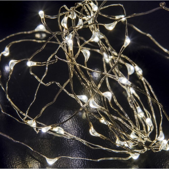  100 COPPER WIRE STRING LIGHTS SILVER WHITE STEADY 10M OUTDOOR 
