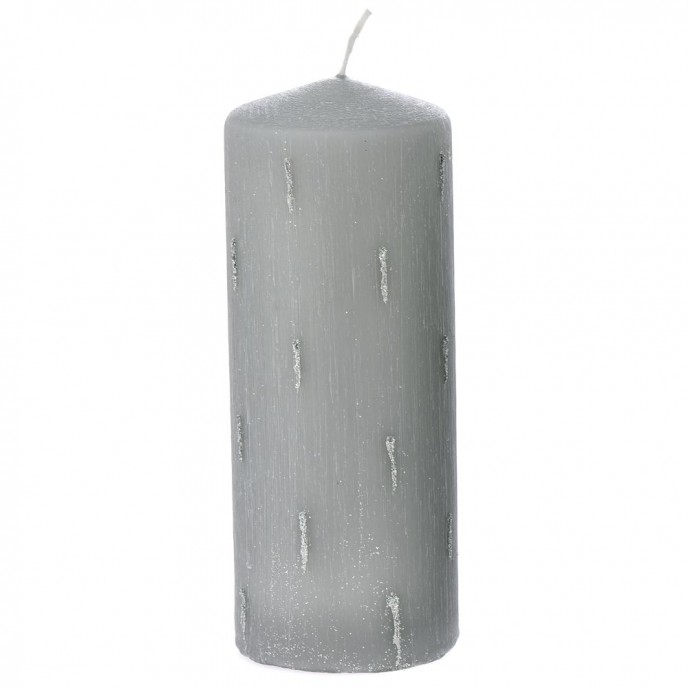  XMAS DECORATED CANDLE GREY 7X14 