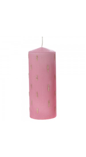  XMAS DECORATED CANDLE PINK 7X18
