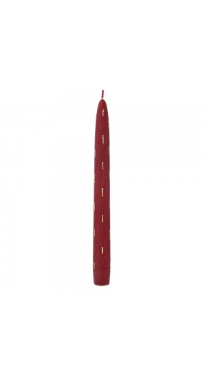  XMAS DECORATED CANDLE BURGUNDY S 6 25CM