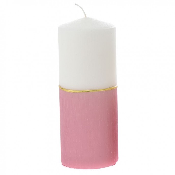  XMAS DECORATED CANDLE PINK 7X18 