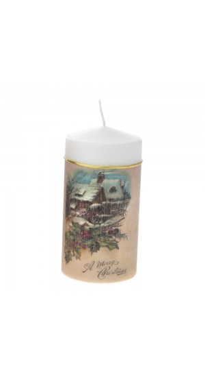  XMAS DECORATED CANDLE GREY 7X14