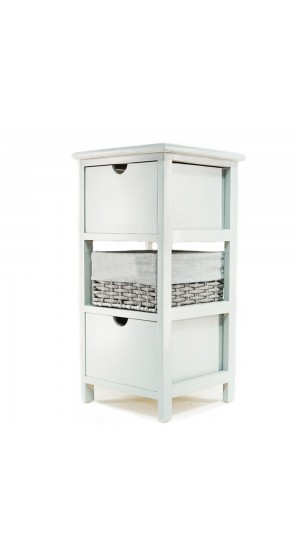  WHITE GREY WOODEN DRAWER CABINET 30X30X61 WITH 3 DRAWERS