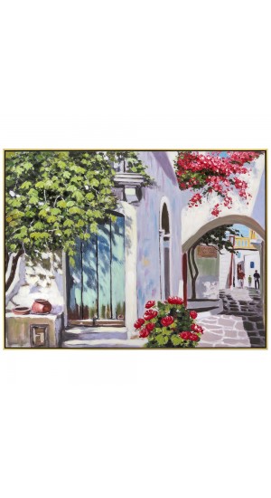  GOLDEN FRAME PAINTING WITH MEDITERRANEAN SCENERY 122X92 CM OIL PAINTING