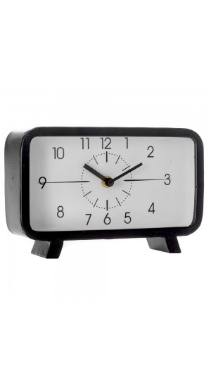  BLACK METAL TABLE CLOCK WITH GLASS 22X6X14CM