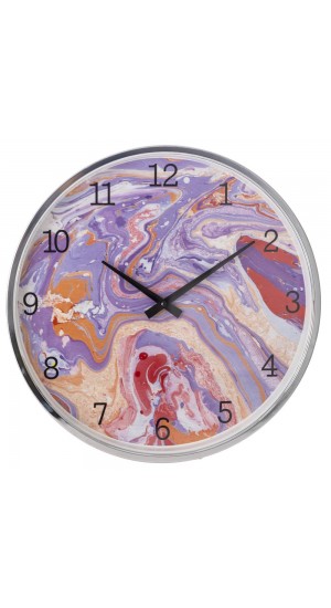  PURPLE METAL WALL CLOCK WITH GLASS D 40CM