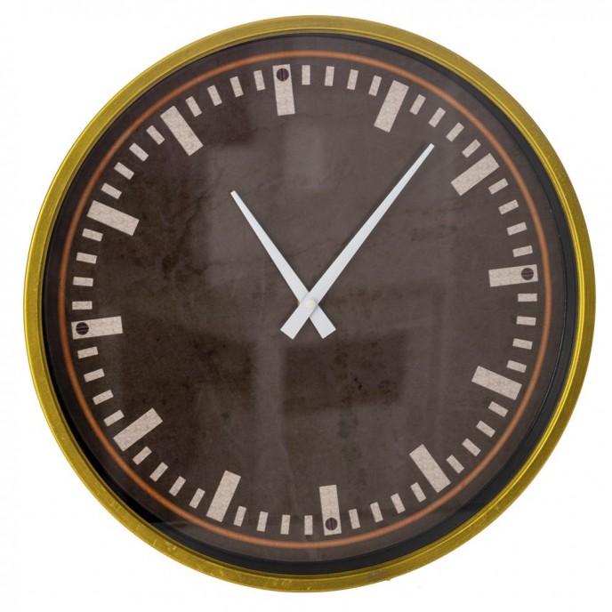  BLACK METAL WALL CLOCK WITH GLASS D 40CM 