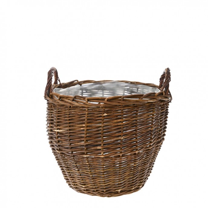  BROWN WILLOW BASKET WITH PLASTIC LINING D 36X32 CM 