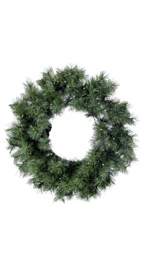  XMAS PRE-LIT WREATH Φ60CM WITH 50 WHITE BATTERY LIGHTS 110TIPS