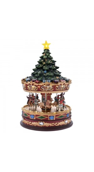  CHRISTMAS CAROUSEL WITH LED LIGHTS AND MUSIC 21X35CM