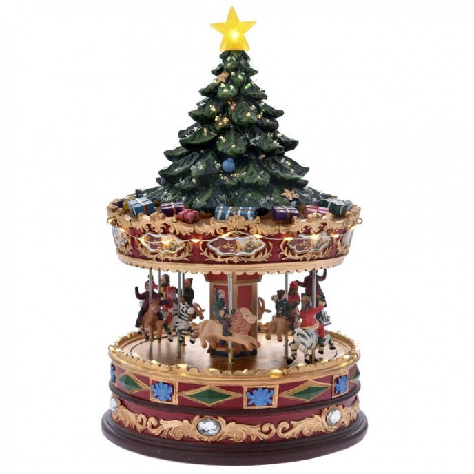  CHRISTMAS CAROUSEL WITH LED LIGHTS AND MUSIC 21X35CM 