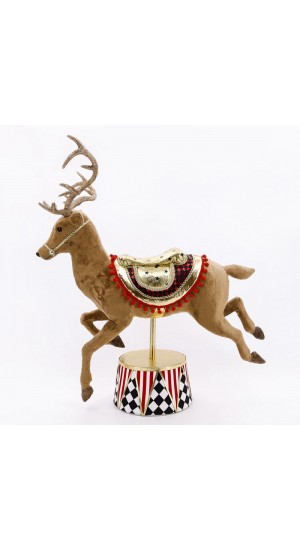  XMAS BROWN DEER ON A CAROUSEL STAND 75X27X80CM