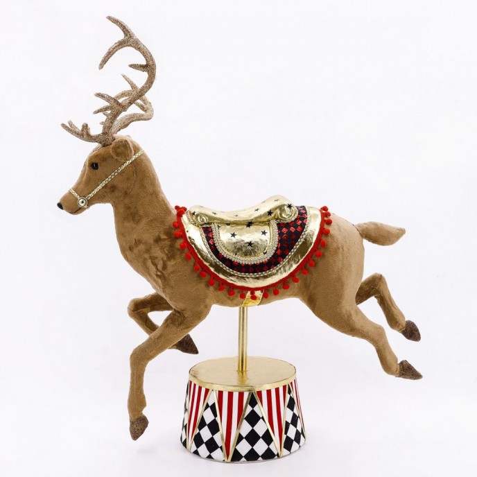  XMAS BROWN DEER ON A CAROUSEL STAND 75X27X80CM 