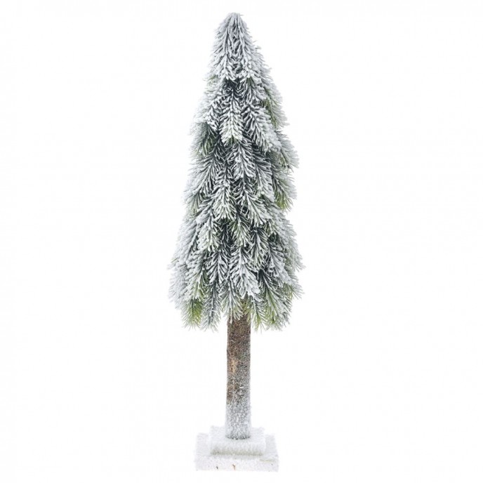  PLASTIC CONE TREE ON MDF BASE D19X60 CM WITH SNOW FINISH 