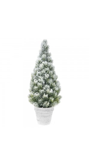 PLASTIC CONE TREE IN POT D 20X50 CM WITH SNOW FINISH