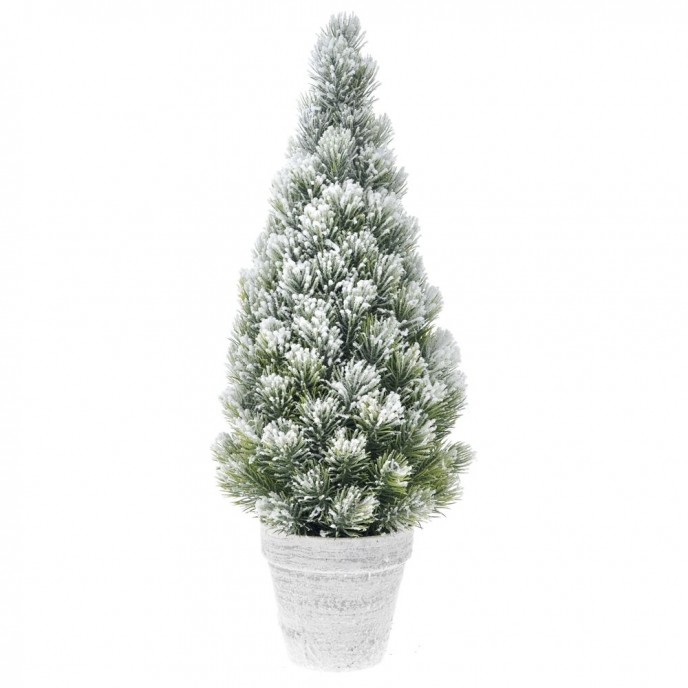  PLASTIC CONE TREE IN POT D 20X50 CM WITH SNOW FINISH 