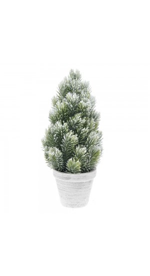  PLASTIC CONE TREE IN POT D 16X33 CM WITH SNOW FINISH