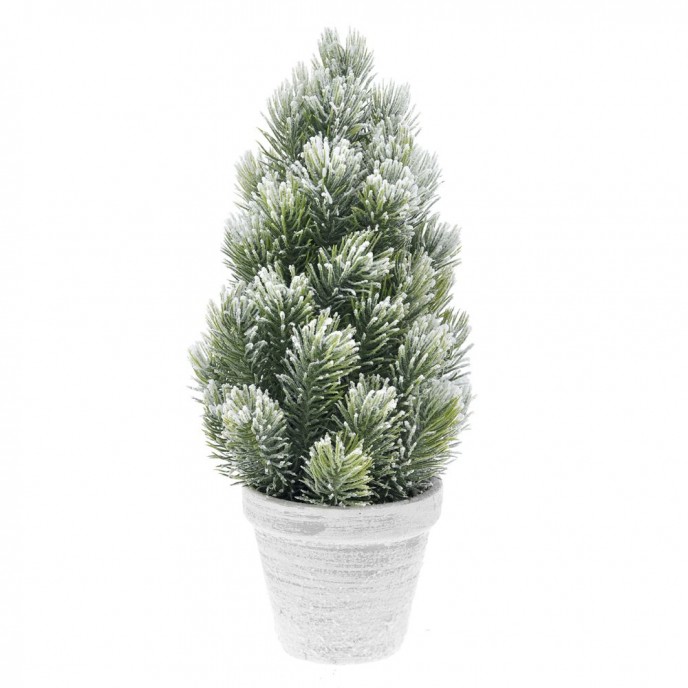  PLASTIC CONE TREE IN POT D 16X33 CM WITH SNOW FINISH 