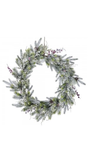  PLASTIC WREATH WITH PINECONES D 55 CM WITH SNOW FINISH