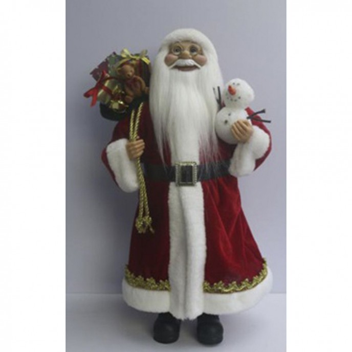  SANTA WITH RED COAT CARRYING GIFTS 80CM 