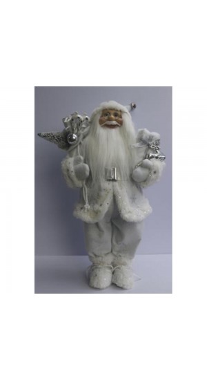  SANTA WITH WHITE CLOTHES CARRYING GIFTS 45CM