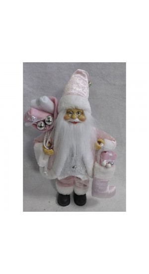  SANTA WITH PINK VELVET CLOTHES CARRYING GIFTS 30CM