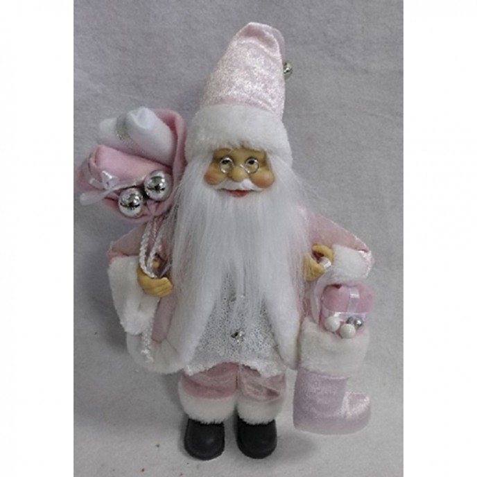  SANTA WITH PINK VELVET CLOTHES CARRYING GIFTS 30CM 