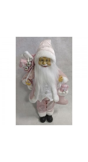  SANTA WITH PINK VELVET CLOTHES CARRYING GIFTS 45CM