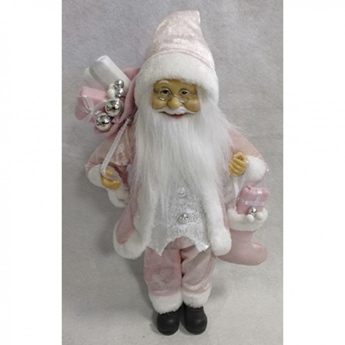  SANTA WITH PINK VELVET CLOTHES CARRYING GIFTS 45CM 