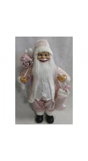  SANTA WITH PINK VELVET CLOTHES CARRYING GIFTS 60CM