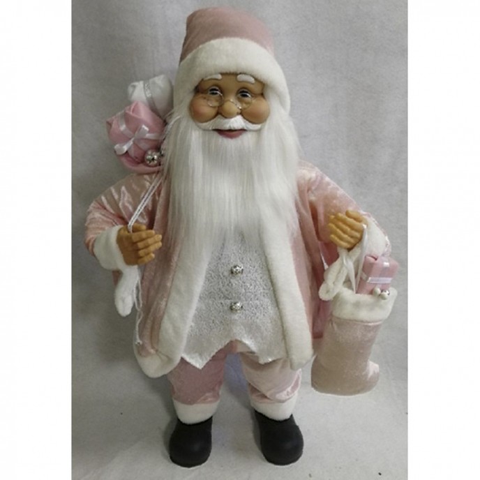  SANTA WITH PINK VELVET CLOTHES CARRYING GIFTS 80CM 